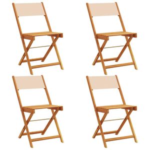 vidaXL Sedie pieghevoli, 4 pezzi, in tessuto beige e legno massello