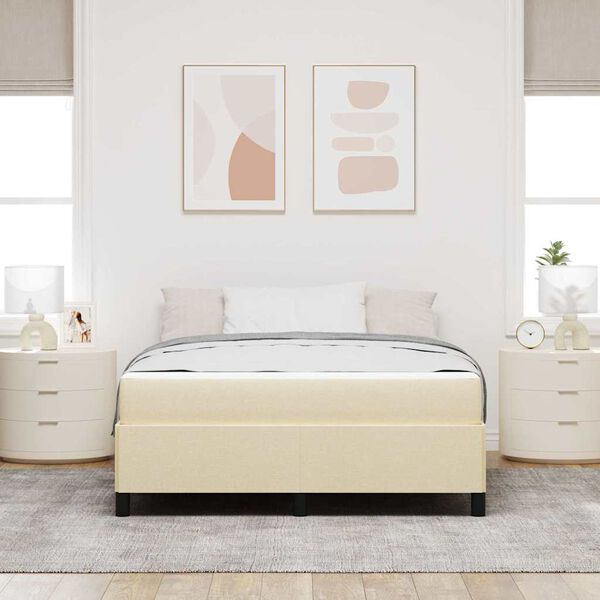vidaXL Letto a molle con materasso Crema 140 x 190 cm Tessuto