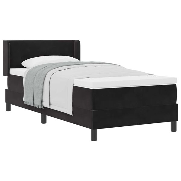 vidaXL Letto a molle con materasso Nero 200 x 90 cm Poliestere