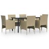 vidaXL Set da Pranzo da Giardino 7 pz con Cuscini Beige e Nero