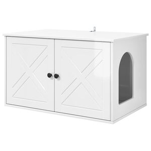 vidaXL Casa per Gatti Bianco Lucido 85 x 55 x 50 cm Legno multistrato