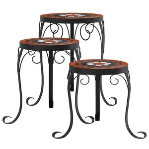 vidaXL Supporti per Piante 3 pz Terracotta e Nero in Ceramica