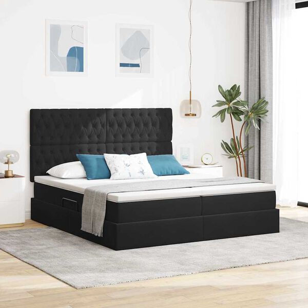 vidaXL Letto con Contenitore con materasso Nero 200 x 200 cm Velluto
