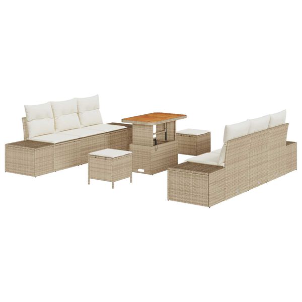 vidaXL Set Divano da Giardino con cuscino 9 pcs Beige polyrattan