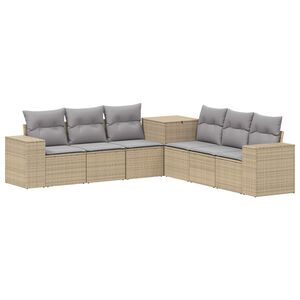 vidaXL Set di divani 7 pz Beige e Grigio Chiaro
