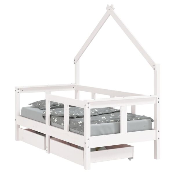 vidaXL Giroletto Bambini con Cassetti Bianco 70x140cm Massello di Pino