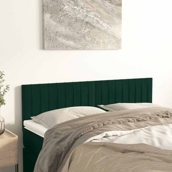 vidaXL Testiere 2 pz Verde Scuro 72x5x78/88 cm in Velluto