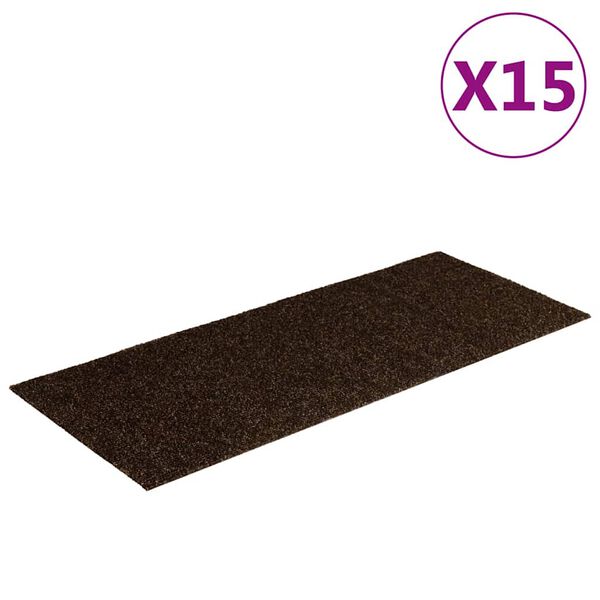 vidaXL Tappetini per scale autoadesivi 15 pz 60x25 cm marrone rettangolari