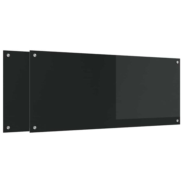 vidaXL Rivestimento da Cucina 2 pcs Nero 120 x 50 cm vetro temperato
