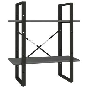 vidaXL Libreria a 2 Ripiani Grigia 60x30x70 cm in Massello di Pino
