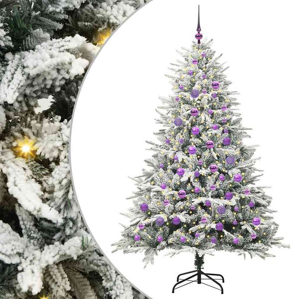 vidaXL Albero di Natale artificiale preilluminato con set di palline