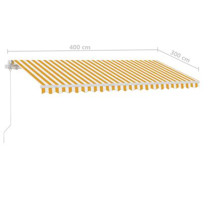 vidaXL Tenda da Sole Retrattile Manuale e LED 400x300cm Gialla Bianca