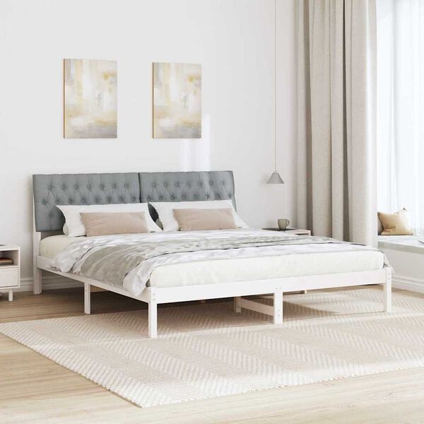 vidaXL Letto con Testiera Rivestita con testiera Bianco 180 x 200 cm