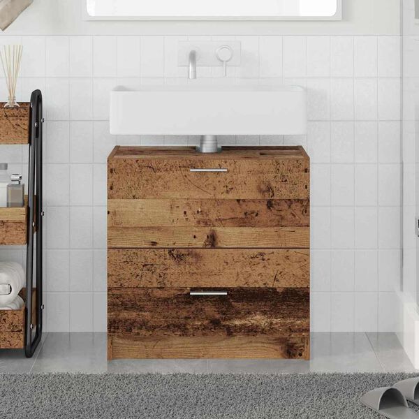 vidaXL Mobile da Bagno Legno vecchio 59 x 37 x 59 cm Legno multistrato
