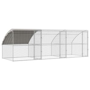 vidaXL Gabbia per polli con 3 porte 3 pz Argento 600x200x200 cm