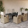vidaXL Set da Pranzo da Giardino 7 pz con Cuscini Beige in Polyrattan
