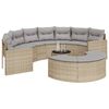 vidaXL Set Divani da Giardino Semicircolare 3 pz in Polyrattan Beige
