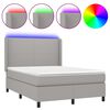 vidaXL Letto a Molle Materasso e LED Grigio Chiaro 140x200 cm Tessuto