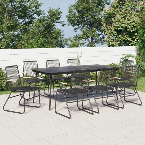 vidaXL Set da Pranzo da Giardino 9 pz Nero in Rattan PVC