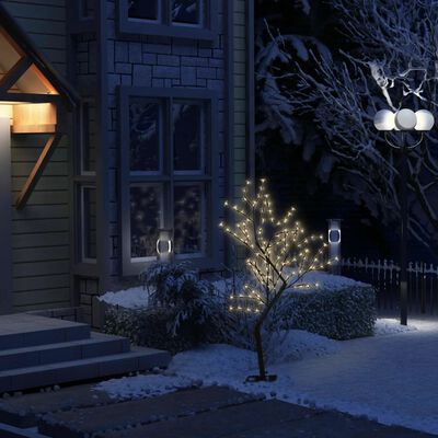 vidaXL Albero di Natale 128 LED Bianco Caldo Ciliegio in Fiore 120 cm