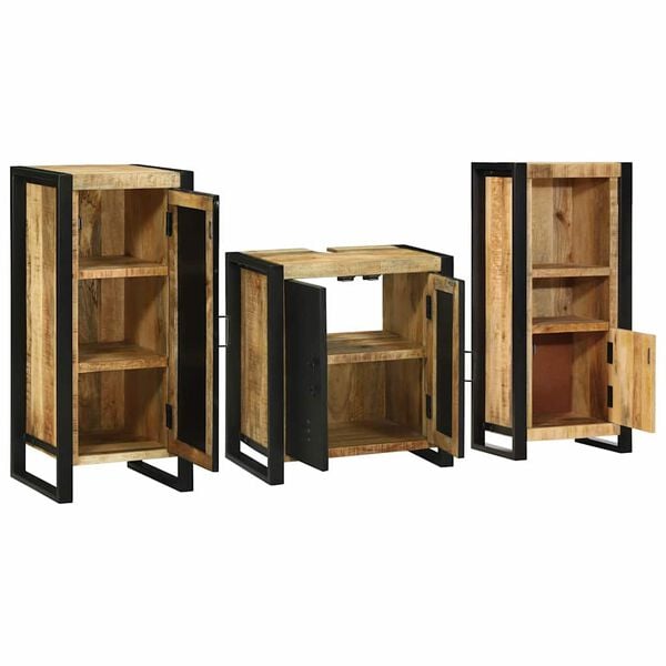 vidaXL Set di mobili per il bagno 3 pcs Legno di mango massello