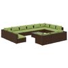 vidaXL Set Divani da Giardino 14 pz con Cuscini in Polyrattan Marrone