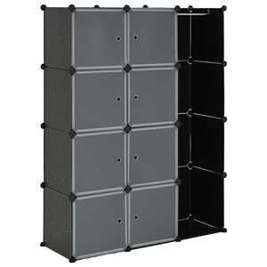 vidaXL Armadio Modulare con 9 Scomparti 109x36,5x143 cm Nero e Bianco