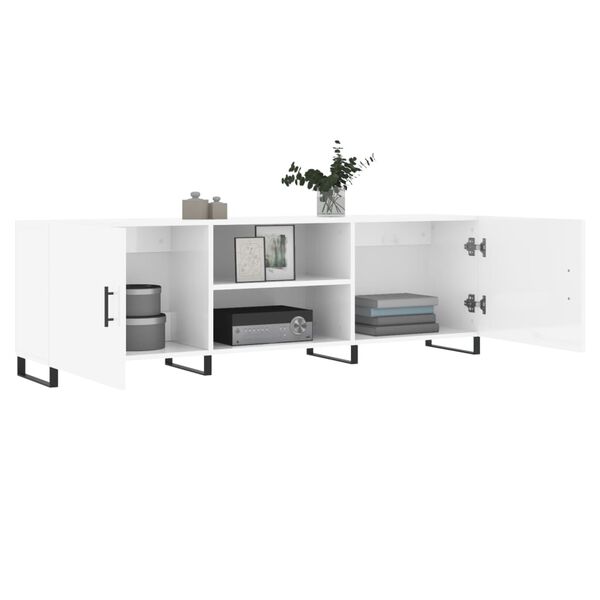 vidaXL Mobile Porta TV Bianco Lucido 150x30x50 cm in Legno Multistrato