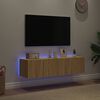 vidaXL Mobili TV a Parete con Luci LED 2pz Rovere Sonoma 60x35x31 cm