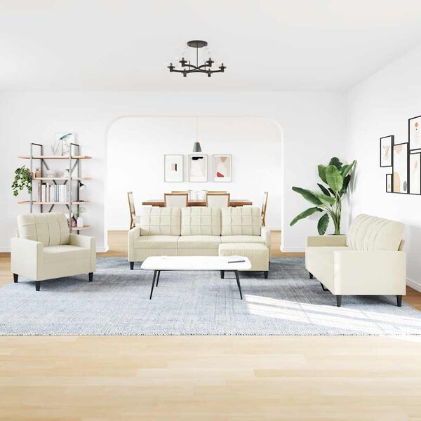 vidaXL Set di Divani 4 pz con Cuscini Crema in Velluto