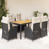 vidaXL Set da Pranzo da Giardino 7 pz Nero con Cuscini in Polyrattan