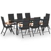 vidaXL Set da Pranzo da Giardino 9 pz Nero e Marrone
