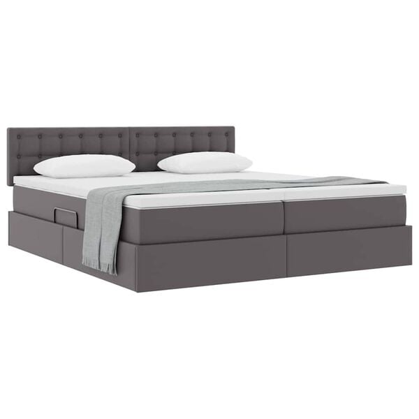 vidaXL Letto con Contenitore Grigio 200 x 200 cm Pelle Sintetica