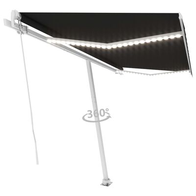 vidaXL Tenda da Sole Retrattile Manuale con LED 400x300 cm Antracite