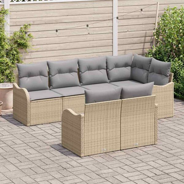 vidaXL Set Divano da Giardino Beige polyrattan