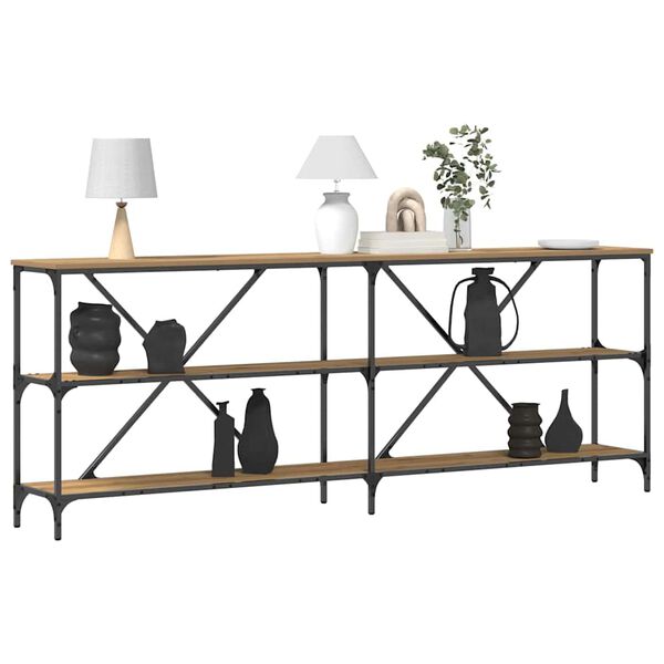 vidaXL Tavolo consolle Rovere Artigianale 200 x 30 x 75 cm