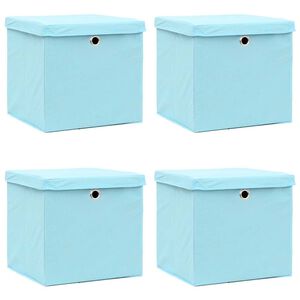 vidaXL Scatole con Coperchi 4pz Azzurre 32x32x32 cm Tessuto