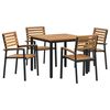 vidaXL Set da Pranzo per Giardino 5 pcs Nero Legno di Acacia Massello