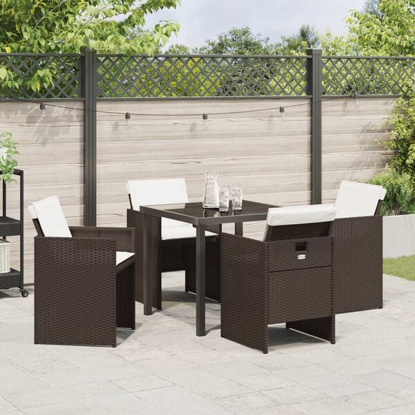 vidaXL Set da Pranzo per Giardino 5 pcs Marrone polyrattan