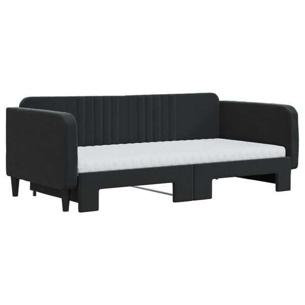 vidaXL Divano Letto Estraibile con Materassi Nero 90x190 cm Velluto