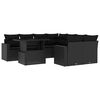 vidaXL Set Divani da Giardino 9 pz con Cuscini Nero in Polyrattan