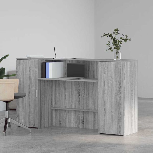 vidaXL Banco Reception Grigio Sonoma 180x50x103,5 cm Legno Multistrato