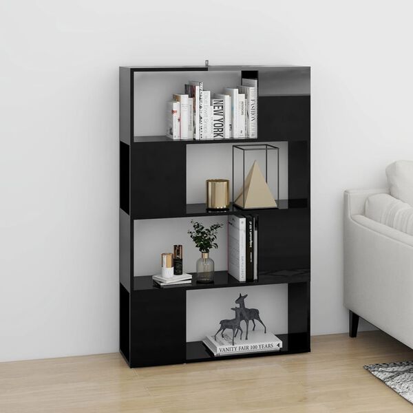 vidaXL Libreria/Divisorio Nero Lucido 80x24x124,5 cm