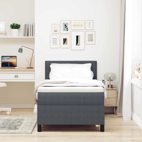 vidaXL Letto a molle con testiera Grigio Scuro e Bianco 90 x 200 cm