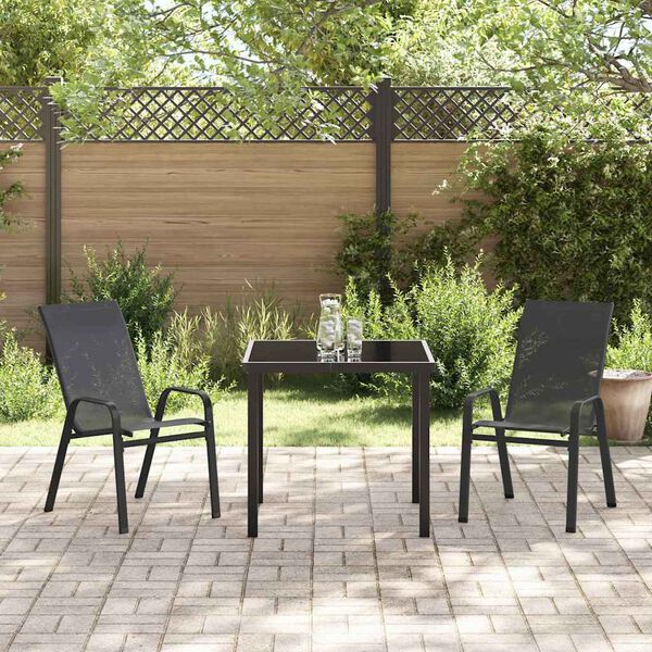 vidaXL Set da Pranzo per Giardino 3 pcs Nero