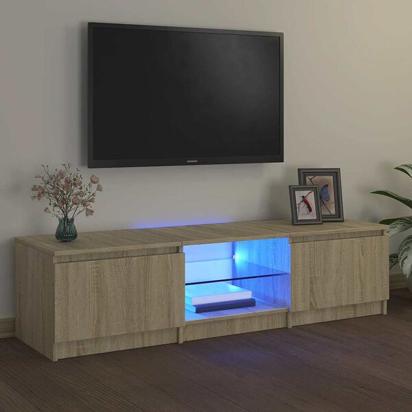 vidaXL Mobile Porta TV con Luci LED Rovere Sonoma 140x40x36 cm