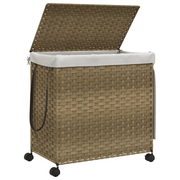 vidaXL Cesto Portabiancheria con Ruote 60x35x60,5 cm Rattan