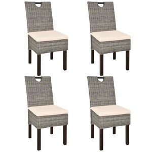 vidaXL Sedie Sala da Pranzo 4 pz in Rattan Kubu e Legno di Mango
