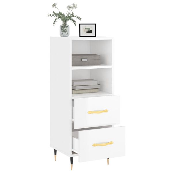 vidaXL Credenza Bianco Lucido 34,5x34x90 cm in Legno Multistrato
