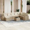 vidaXL Set Divano da Giardino 9 pz con Cuscini Beige in Polyrattan